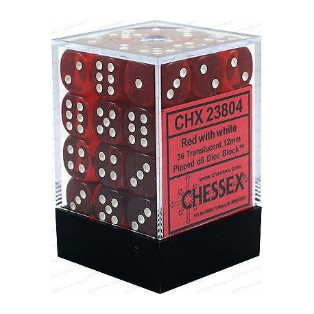 Chessex D6 Brick 12mm Translucide Dice (36) - Red