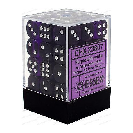 Chessex D6 Brick 12mm Translucide Dice (36) - Purple