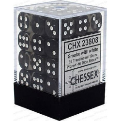 Chessex D6 Brick 12mm Translucide Dice (36) - Smoke