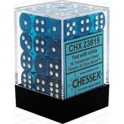 Chessex - D6 Brick 12mm Translucide Dice (36) - Teal