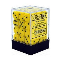 Chessex - D6 Brick 12mm Opaque Dice (36) - Yellow / Black
