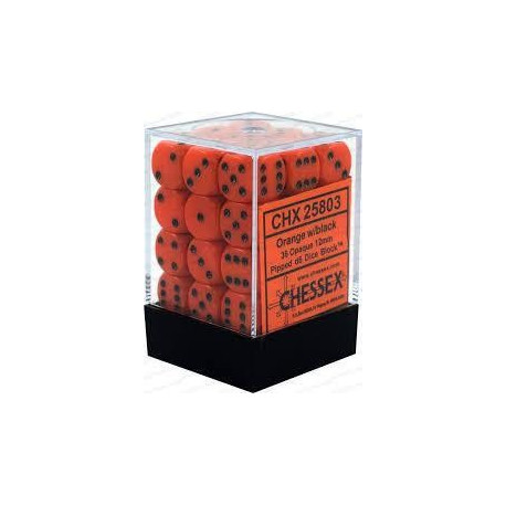 Chessex - D6 Brick 12mm Opaque Dice (36) - Orange / Black