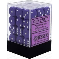 Chessex - D6 Brick 12mm Opaque Dice (36) - Purple / White