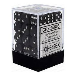 Chessex - D6 Brick 12mm Opaque Dice (36) - Black / White