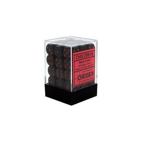 Chessex - D6 Brick 12mm Opaque Dice (36) - Black / Red