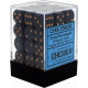 Chessex - D6 Brick 12mm Opaque Dice (36) - Dusty Blue / Gold