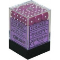 Chessex - D6 Brick 12mm Opaque Dice (36) - Light Purple / White