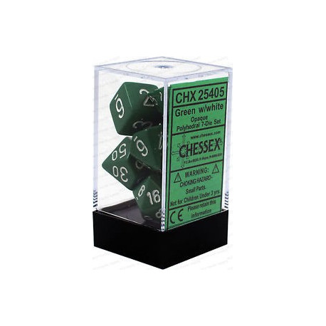 Chessex - Polyhedral 7-Die Set Opaque Dice (36) - Green / White