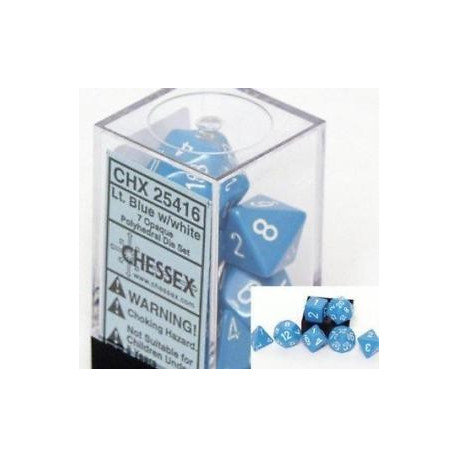 Chessex - Polyhedral 7-Die Set Opaque Dice (36) - Light Blue / White