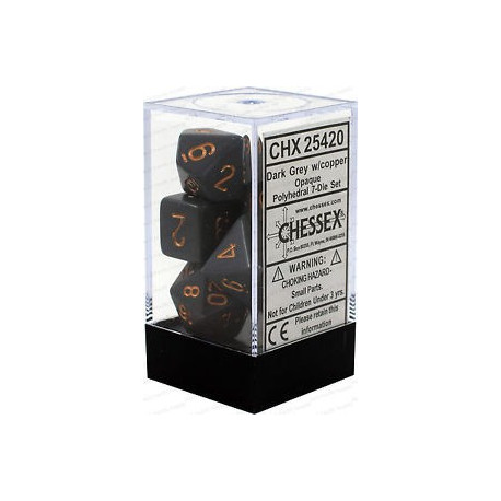 Chessex - Polyhedral 7-Die Set Opaque Dice (36) - Dark Grey / Copper