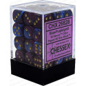 Chessex - D6 Brick 12mm Gemini Dice (36) - Blue-Purple / Gold