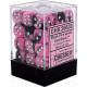 Chessex D6 Brick 12mm Gemini Dice (36) - Black-Pink / White