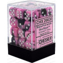 Chessex - D6 Brick 12mm Gemini Dice (36) - Black-Pink / White