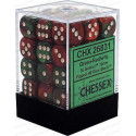 Chessex - D6 Brick 12mm Gemini Dice (36) - Green-Red / White