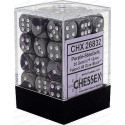 Chessex - D6 Brick 12mm Gemini Dice (36) - Purple-Steel / White
