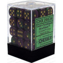 Chessex - D6 Brick 12mm Gemini Dice (36) - Green-Purple / Gold