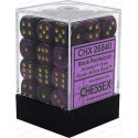 Chessex - D6 Brick 12mm Gemini Dice (36) - Black-Purple / Gold