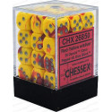 Chessex - D6 Brick 12mm Gemini Dice (36) - Red-Yellow / Silver