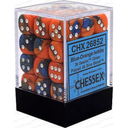 Chessex - D6 Brick 12mm Gemini Dice (36) - Blue-Orange / White