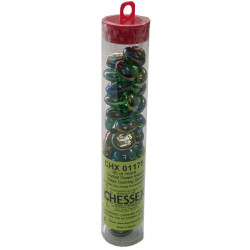 Chessex - Glass Gaming Stones Tube (40+) - Crystal Green Iridized