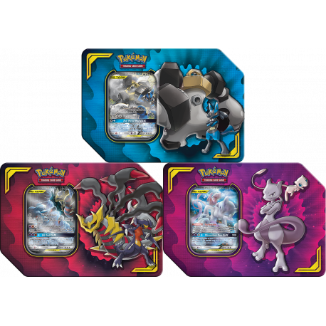 Pokemon Power Partnership Tins Set Mewtwo Mew Gx Lucario Melmetal Gx Garchomp Giratina Gx The Mana Shop