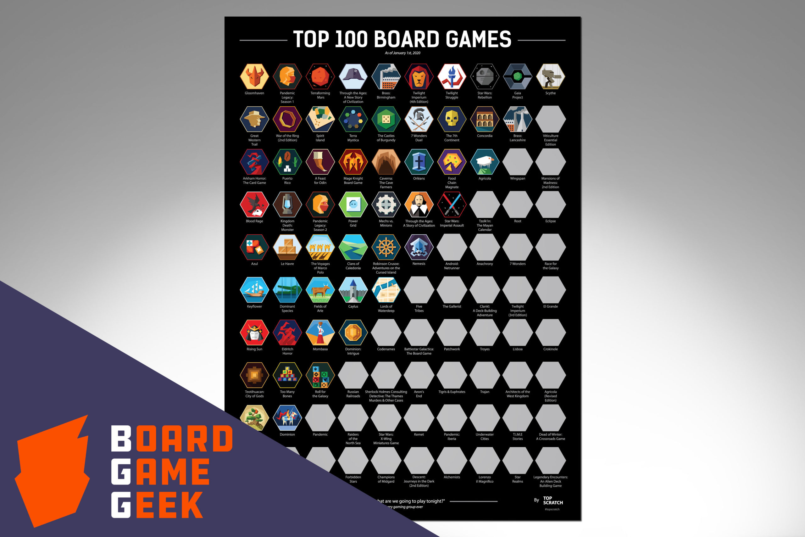 Top Scratch - Top 100 Board Games [2020 BGG Scratch - The Mana Shop