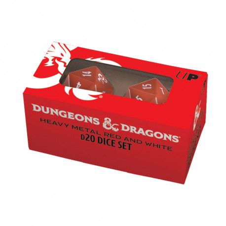 Ultra Pro - Dungeons & Dragons Heavy Metal D20 Dice Set - Red and White