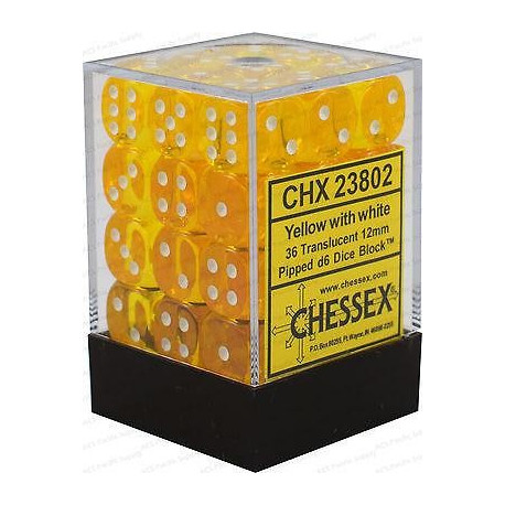 Chessex D6 Brick 12mm Translucide Dice (36) - Yellow