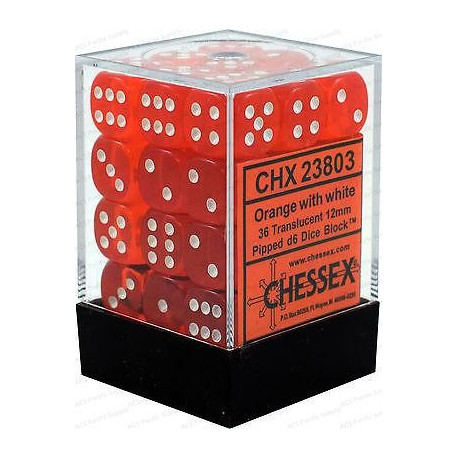 Chessex D6 Brick 12mm Translucide Dice (36) - Orange